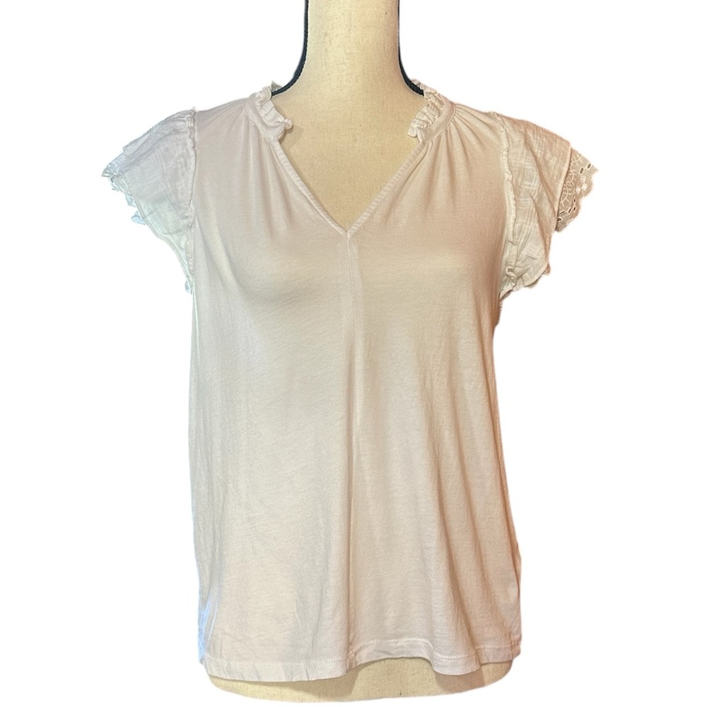 J. Crew Eyelet Flutter Sleeve Top
